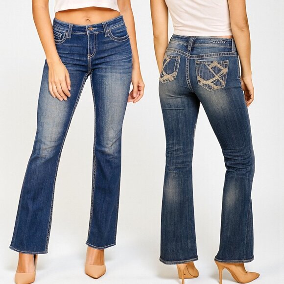 Silver Jeans Womens Aiko Bootcut Low Rise Stretch Denim Embroidered Size W28 L31 - Picture 1 of 12